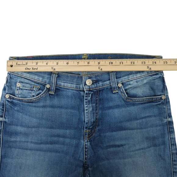 7 For All Mankind The Ankle Skinny Stretch Denim Womens 29 Raw Hem Jeans SFAMK - Picture 3 of 14